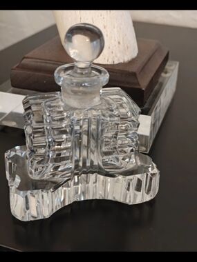 Hollywood Regency Cut Glass Perfume Bottle Vintage - Clear